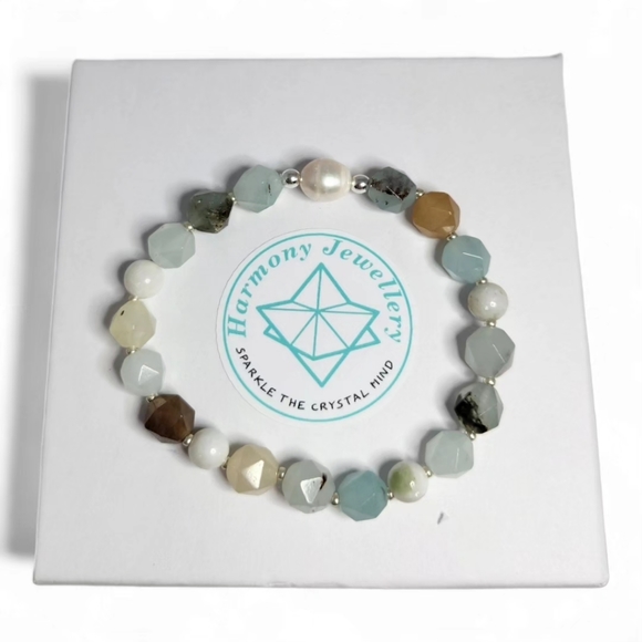 Amazonite and White Jade Bracelets - Picture 3 of 4